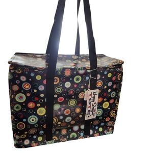 Happy Shopper Thermal Liner Hot/Cold Zip Tote With Paw Polka Dot Designs NWT